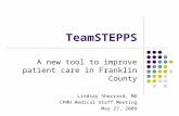 TeamSTEPPS A new tool to improve patient care in Franklin County Lindsay Sherrard, MD CFMH Medical Staff Meeting May 27, 2009.