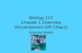 Biology 112 Chapter 1 Overview (Accompanies GR Chap1) Holyoke Walsh.