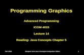 Fall 2006Adapted from Java Concepts Companion Slides1 Programming Graphics Advanced Programming ICOM 4015 Lecture 14 Reading: Java Concepts Chapter 5.