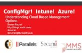 ConfigMgr! Intune! Azure!ConfigMgr! Intune! Azure! Understanding Cloud Based Management Options Steven Rachui  steverac@Microsoft.com.