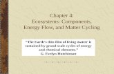 Chapter 4: Ecosystems: Components, Energy Flow, and Matter Cycling “The Earth’s thin film of living matter is sustained by grand-scale cycles of energy.