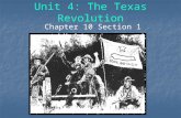 Unit 4: The Texas Revolution Chapter 10 Section 1.
