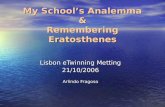 My School’s Analemma & Remembering Eratosthenes Lisbon eTwinning Metting 21/10/2006 Arlindo Fragoso.