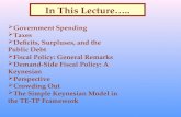 In This Lecture…..  Government Spending  Taxes  Deficits, Surpluses, and the Public Debt  Fiscal Policy: General Remarks  Demand-Side Fiscal Policy: