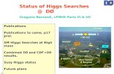 Gregorio Bernardi / LPNHE-Paris Gregorio Bernardi, LPNHE-Paris VI & VII Status of Higgs Searches @ DØ Publications Publications to come, p17 prel. SM Higgs.