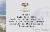 NS4054 Fall Term 2015 Fuels Paradise, Chapter 2 What’s the Problem? Energy Security in the Developed Democracies.