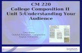 1 CM 220 College Composition II Unit 5:Understanding Your Audience Tony Russo General Education, Composition Kaplan University.