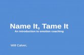 Name It, Tame It An introduction to emotion coaching Will Calver,