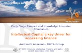 Early Stage Finance and Knowledge Intensive Companies Intellectual Capital a key driver for accessing finance Andrea Di Anselmo - META Group 6 th WIPO.