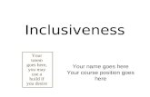Inclusiveness Your name goes here Your course position goes here Your totem goes here, you may use a build if you desire.