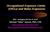 Occupational Exposure Limits (OELs) and Bolus Exposures SRA –Arlington,VA Dec 9, 2015 Michael “Mike” Jayjock, PhD, CIH