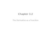 Chapter 3.2 The Derivative as a Function. If f ’ exists at a particular x then f is differentiable (has a derivative) at x Differentiation is the process.