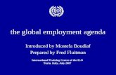 The global employment agenda Introduced by Mostefa Boudiaf Prepared by Fred Fluitman International Training Centre of the ILO Turin, Italy, July 2007.