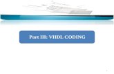 1 Part III: VHDL CODING. 2 Design StructureData TypesOperators and AttributesConcurrent DesignSequential DesignSignals and VariablesState Machines A VHDL.