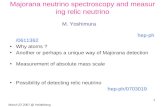 March 22 2007 @ Heidelberg 1 Majorana neutrino spectroscopy and measuring relic neutrino M. Yoshimura hep- ph/0611362 Why atoms ? Another or perhaps a.