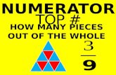 NUMERATOR HOW MANY PIECES OUT OF THE WHOLE TOP #.