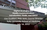 Digital Strategies for Health Communication: Introduction, Goals, and SWOT Lisa Gualtieri, PhD, ScM, Course Director Tufts University School of Medicine.