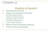 Chapter.3. Elasticity of Demand Meaning and concept. Degrees of elasticity of demand 1. Perfectly elastic demand. 2. Perfectly inelastic demand. 3. High/more.