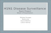H1N1 Disease Surveillance Team Project Week 5 Presentation Melody Dungee Beena Joy David Medina Calvin Palmer.