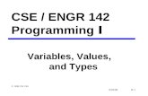 9/29/99B-1 CSE / ENGR 142 Programming I Variables, Values, and Types © 1998 UW CSE.