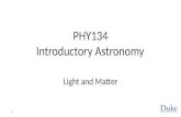 PHY134 Introductory Astronomy Light and Matter 1.