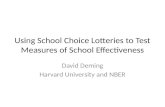 Using School Choice Lotteries to Test Measures of School Effectiveness David Deming Harvard University and NBER.