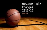 NYSGBOA Rule Changes, 2015-16 Subtitle. Rule 9-10, Ten Second Backcourt No visual count. Use the shot clock. If no shot clock, use a visual count. Trail.