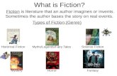 What is Fiction? Fiction is literature that an author imagines or invents. Sometimes the author bases the story on real events. Types of Fiction (Genre)