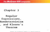 Chapter 3 Regular Expressions, Nondeterminism, and Kleene’s Theorem Copyright © 2011 The McGraw-Hill Companies, Inc. Permission required for reproduction.