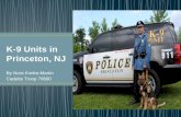 By Nora Kreike-Martin Cadette Troop 70660. Princeton received its first K-9 unit in the 1960s. This is K-9 Donder and his handler, Sgt. Anthony Nini.