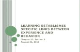 L EARNING E STABLISHES SPECIFIC LINKS BETWEEN EXPERIENCE AND BEHAVIOR Chapter 51, Section 2 August 31, 2015.