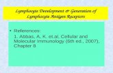 Lymphocyte Development & Generation of Lymphocyte Antigen Receptors References: 1. Abbas, A, K. et.al, Cellular and Molecular Immunology (6th ed., 2007),