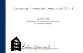 Assessing Information Literacy with SAILS Juliet Rumble Reference & Instruction Librarian Auburn University.
