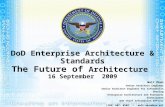 DoD Enterprise Architecture & Standards The Future of Architecture 16 September 2009 Walt Okon Senior Architect Engineer Senior Architect Engineer for.