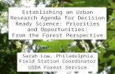 Establishing an Urban Research Agenda for Decision Ready Science: Priorities and Opportunities: From the Forest Perspective Sarah Low, Philadelphia Field.