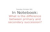 Tuesday October 6th In Notebook: What is the difference between primary and secondary succession?