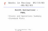 F All Experimenters' Mtg - 2 Jun 03 Weeks in Review: 05/19/03 –06/02/03 Keith Gollwitzer – FNAL Stores and Operations Summary Standard Plots.