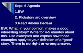 Sept. 6 Agenda 1.BW 2. Plot/story arc overview 3.Read Amelia Bedelia BW: What, in your opinion, makes a good, interesting story? Write for 4-5 minutes.