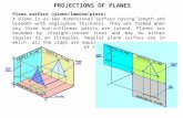 PROJECTIONS OF PLANES Plane surface (plane/lamina/plate) A plane is as two dimensional surface having length and breadth with negligible thickness. They.