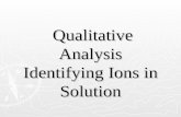 Qualitative Analysis Identifying Ions in Solution Qualitative Analysis Identifying Ions in Solution.