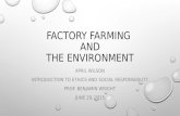 FACTORY FARMING AND THE ENVIRONMENT APRIL WILSON INTRODUCTION TO ETHICS AND SOCIAL RESPONSIBILITY PROF. BENJAMIN WRIGHT JUNE 29, 2015.