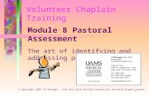 1 Volunteer Chaplain Training Module 8 Pastoral Assessment The art of identifying and addressing people’s needs. © Copyright 2001 Al Henager. Use only.