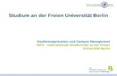 1 Studium an der Freien Universität Berlin Studienorganisation und Campus Management ISFU – Internationale Studierende an der Freien Universität Berlin.