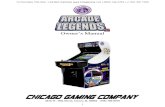 Arcade Legends 3 Upright Video Arcade Game Owners User Manual Chicago Gaming Company