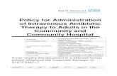 Policy for Administration of Intravenous Antibiotic Therapy to Adults in the Community and Community Hospital