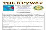The Keyway - Weekly newsletter for the Rotary Club of Queanbeyan - 21 August 2013 edition