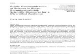 Public Communication of Science in Blogs- Recontextualizing Scientific Discourse for a Diversified Audience