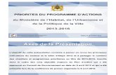 PRIORITES DU PROGRAMME D’ACTIONS 2013-2016