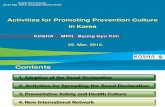 Activities for Promoting Prevention Culture in Korea