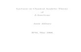 Amir Akbary. Lectures on Classical Analytic Theory of L-Functions